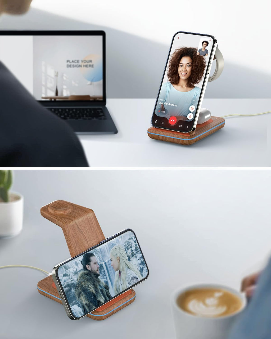 JoyGeek 3 in 1 Charging Station for Apple Devices, Wireless Charger Stand for iPhone 17/16/15/14/13/12/11/SE/X Pro Max Plus - Apple Watch 11/10/9/Ultra 2/8/SE/7/6/5 - AirPods Pro 2/3/2
