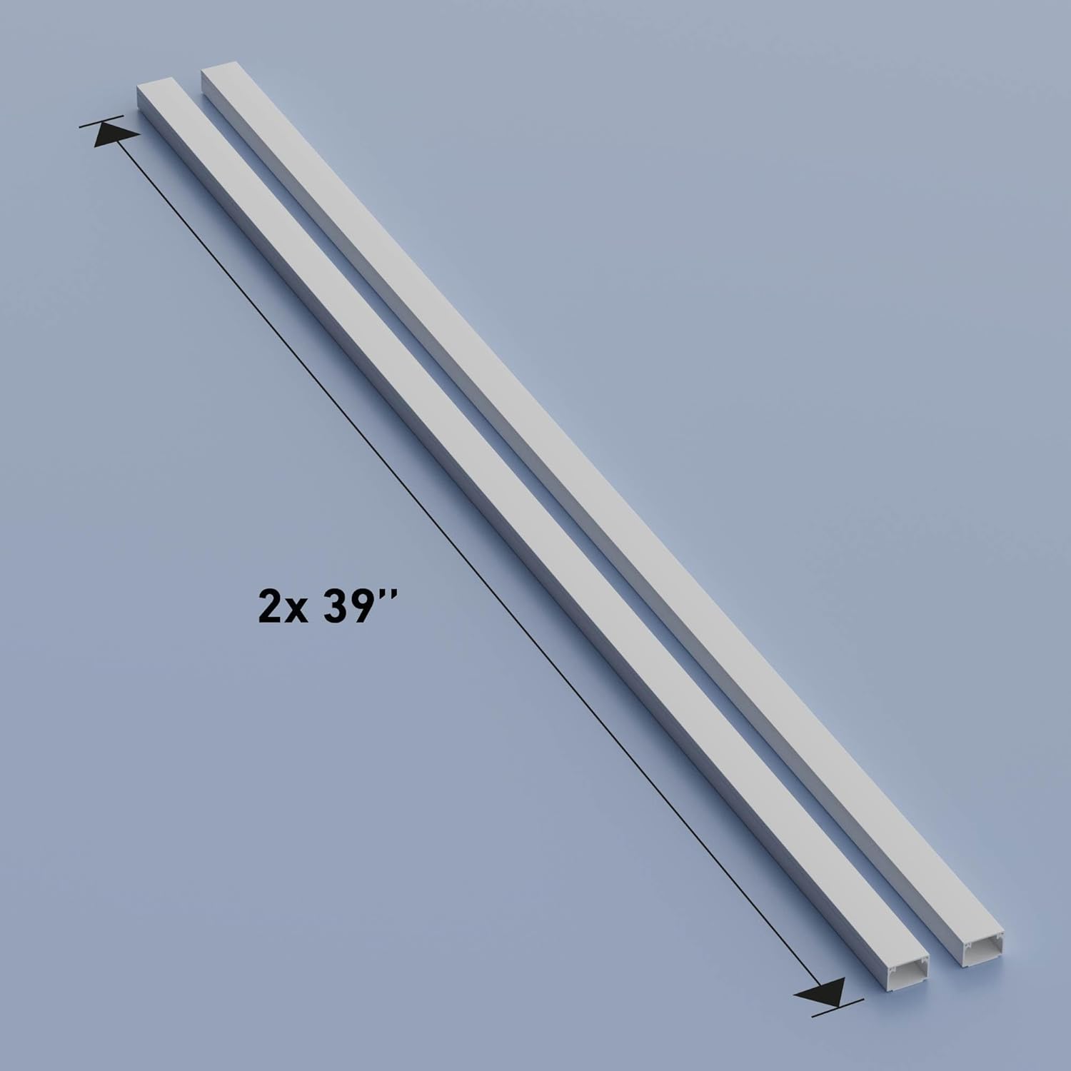 D-Line 6.56ft Cable Raceway, Self Adhesive Cord Cover, Hide Surface Wires, Paintable - 2X 1in (W) x 0.63in (H) x 39in Lengths - White