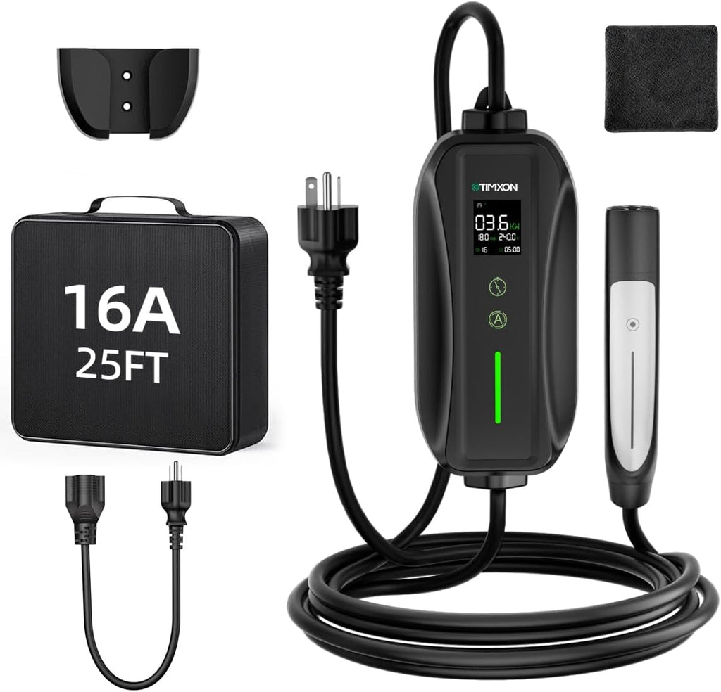Level 1/2 EV Charger for Tesla,16A 120V/240V Home Charging Station, 25FT Cable with NEMA 6-20 Plug to NEMA 5-15 Adapter, NACS Connector, Travel Portable Electric Charger for Tesla Model Y/3/S/X