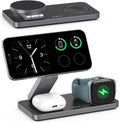 VBA 3 in 1 Wireless Charging Station for Apple MagSafe Charger,Foldable Fast Charging Magnetic Wireless Charger Stand,Travel Charger for iPhone 17 Air 16 15 14 13 12,Apple Watch,AirPods (Black)