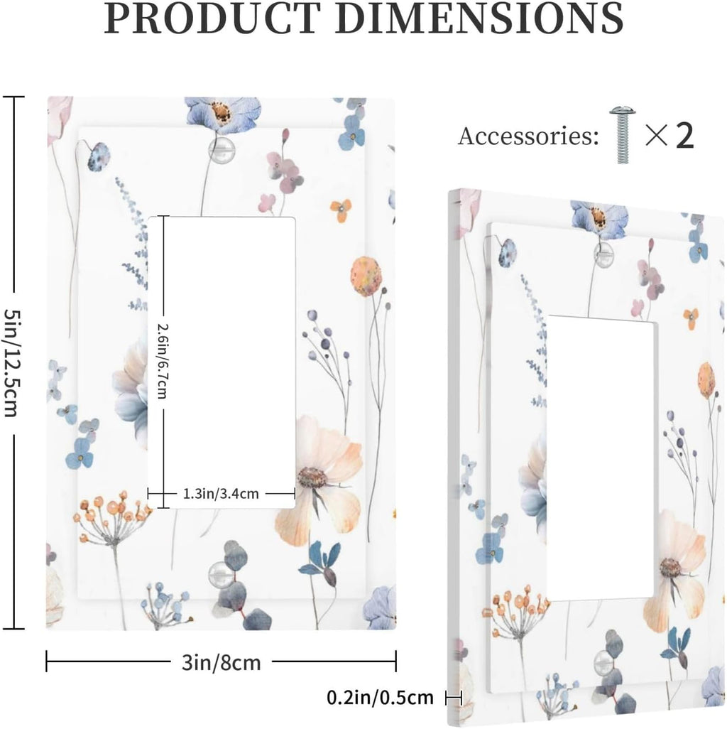 Wildflowers Plant Leaves Floral Berry Decorative Outlet Covers 1 Gang Single Rocker Light Switch Cover Plate Wall Plates GFCI Faceplate for Bed Room Living Room Decor