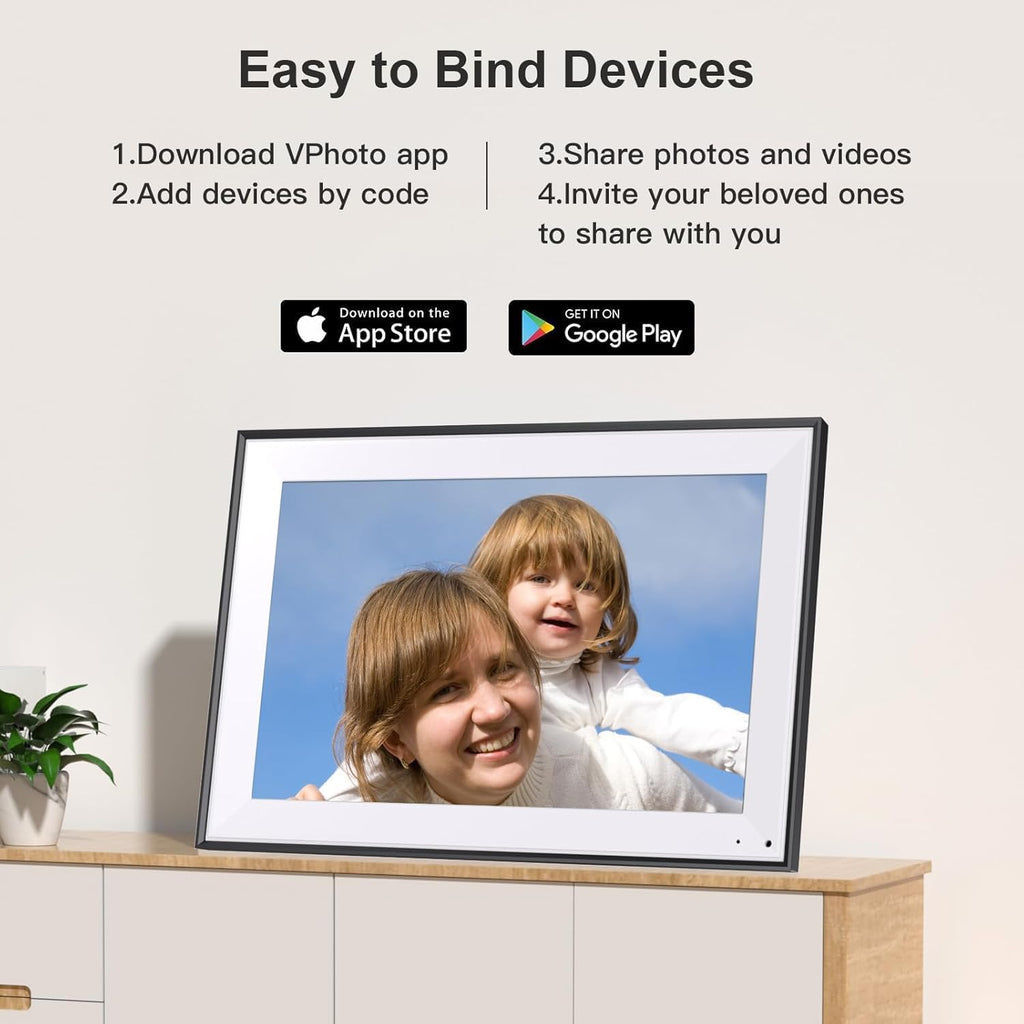 Digital Photo Frame 10.1-inch Digital Picture Frame - IPS Touch Screen Digital Frame, 32GB, Auto-Rotate, Slideshow, Load Photo Video from Phone via APP Email, Free Cloud Storage, Gift for Mom Dad