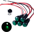 5pcs 10mm LED Indicator Light Plastic Black Signal Dot Lamp 12V-24V 2/5" Mounting Hole Size with 15cm/5.9in. Wire (Green LED)
