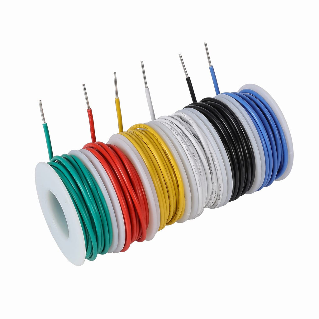 16 Gauge Solid Copper Wire -6 Different Colored Solid Core Jumper Wire 13.2ft or 4.m Each, 16 awg Hookup Wire Solid Core(OD: 2.3mm)