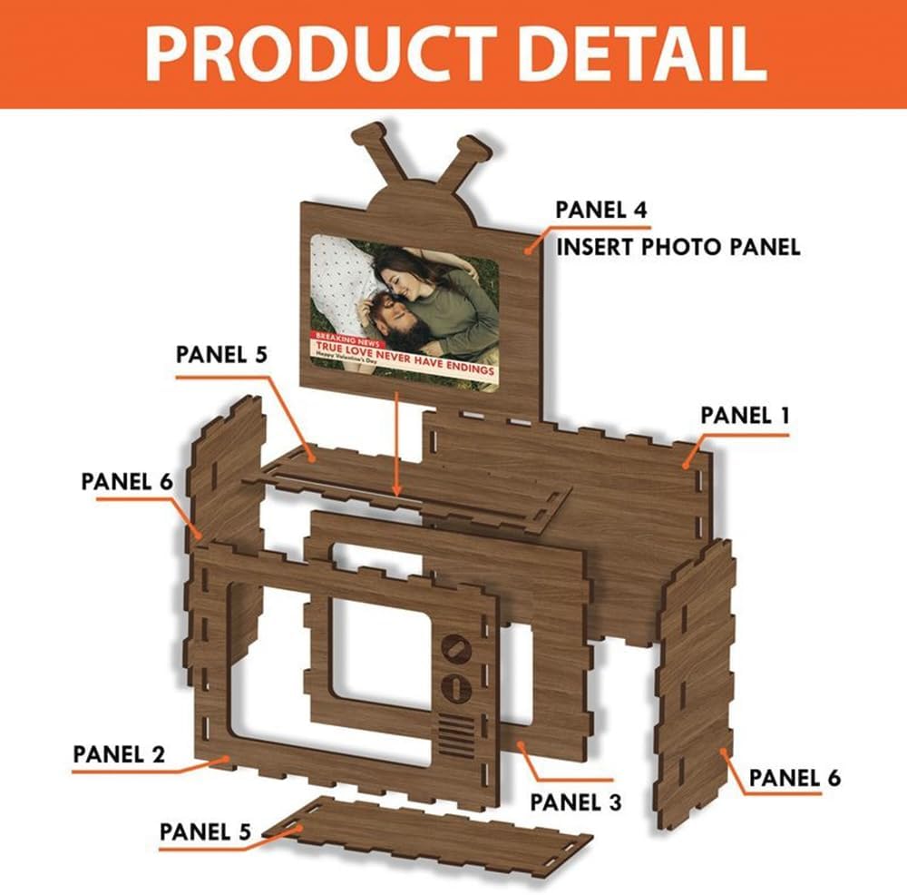 Custom Wooden TV Photo Frame for Couple, Personalized Valentine Love Display for Couples Newlyweds Husband Wife, Custom Valentine Gifts for Couple
