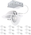 4 inch LED Gimbal Recessed Light, 9W 750lm Eyeball Sloped Ceiling Task Lighting, Soffit Wafer Indoor Directional Lighting, 90° Tilt and 360° Rotation Recessed Lighting 4 inch White 12Pack