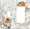 Outlet Covers Red Floral Berries Colorful Bird Plant 1 Toggle 1 Rocker Combination Decorative Wall Plate Electrical Switch Plates Light Switch Cover Plate For Bed Room Living Room Decor