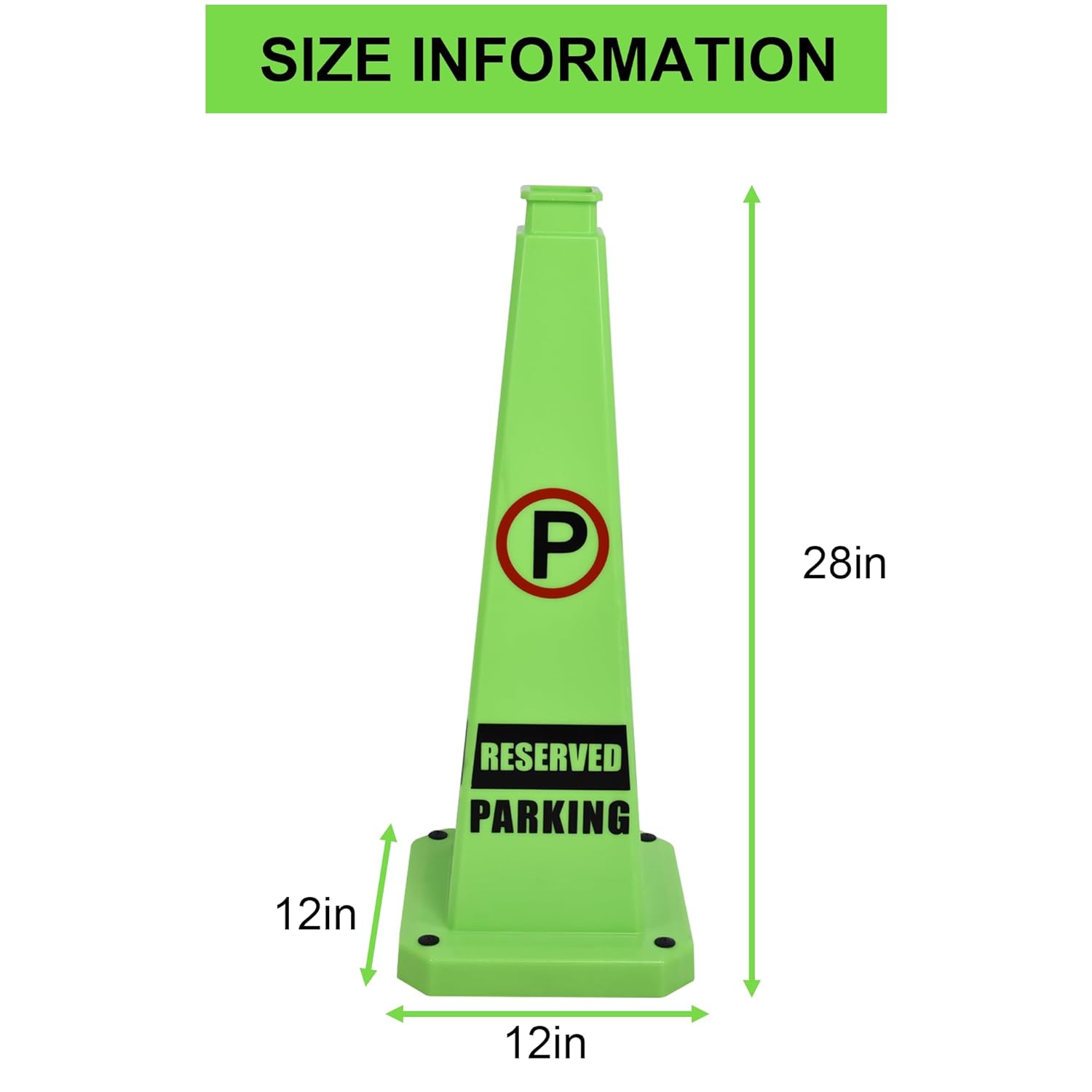 OrangeStar 6-Pack 28" Reserved Parking Cones, Large 4-Sided Message Safety Traffic Cones with Heavy Rubber Base for Indoor Outdoor Use, Parking Lot Control, Driveway Barriers