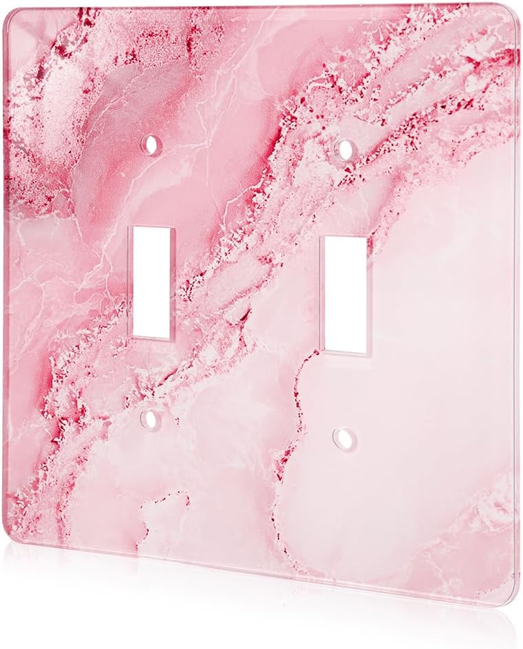 Abstract Pink Marble Design Acrylic Switch Wall Plate Double Gang Toggle Light Switch Covers Decorator Plate Outlet Wall Plates