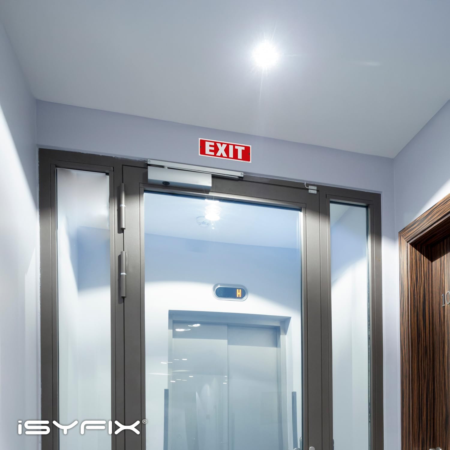 iSYFIX Exit Sign – 2 Pack 12x4 Inch – 40 mil Thick Polystyrene Plastic Sign, Laminated UV, Scratch & Fade Resistance, Waterproof, Indoor & Outdoor, Exit Signs for Exterior.