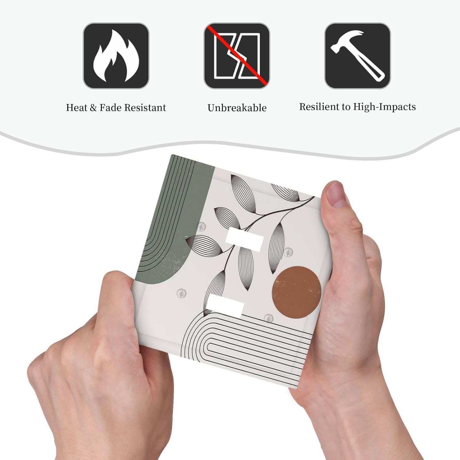 Decorative Switch Plates Sage Green Boho Nature Art Minimalist Geometric Plant 2 Gang Double Toggle Outlet Light Switch Cover Wall Plate Electrical Faceplate for Bedroom living Room Decor