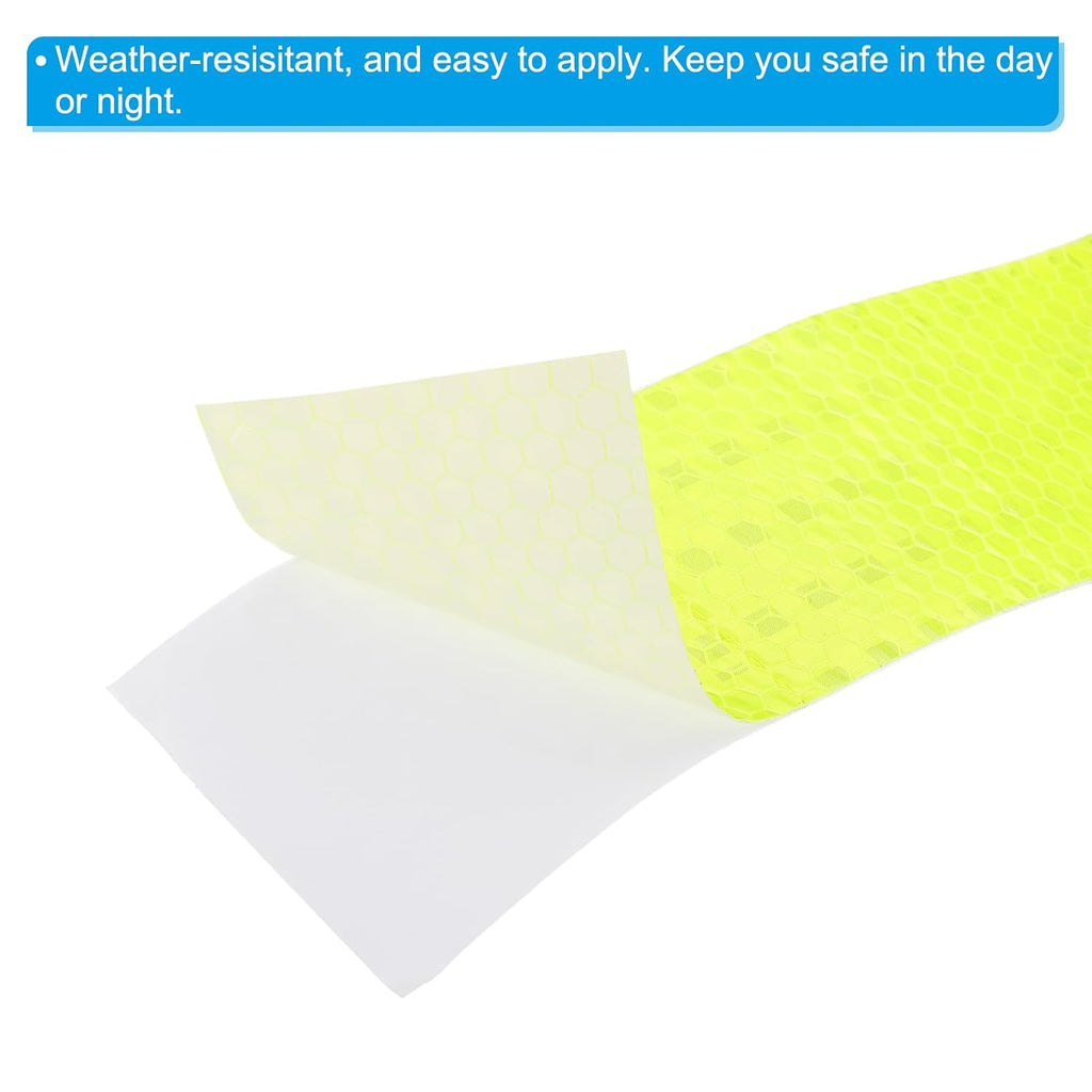 PATIKIL 2 Inch x 10 ft Reflective Tape, 1 Roll Waterproof Self Adhesive High Visibility Caution Warning Safety Tape Reflector with Scraper for Trucks Trailers Cars, Bright Yellow