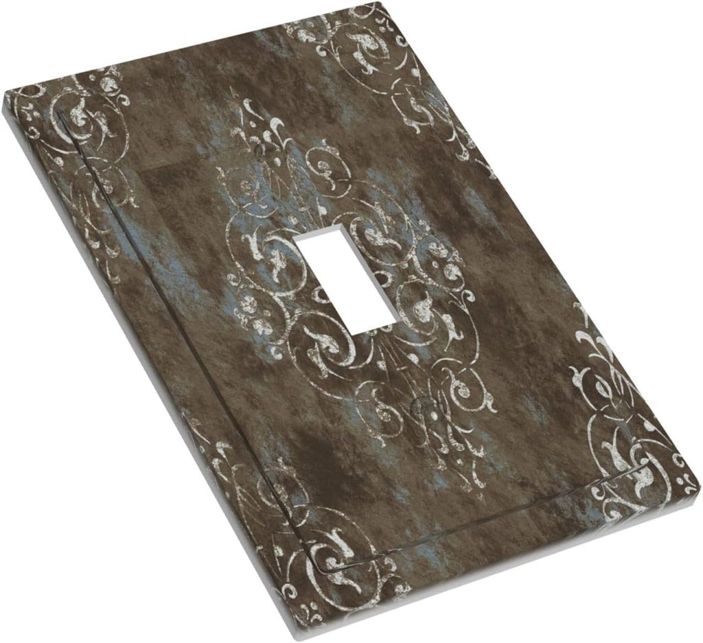 Decorative Light Switch Plate Covers Gothic Vintage Abstract Brown Patterns 1 Gang Wall Plate Single Toggle Switch Cover Plate Jumbo Electrical Switchplate Receptacle Faceplate for Bedroom