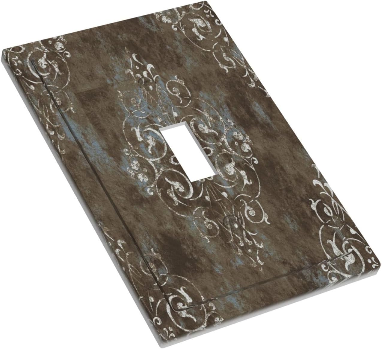 Decorative Light Switch Plate Covers Gothic Vintage Abstract Brown Patterns 1 Gang Wall Plate Single Toggle Switch Cover Plate Jumbo Electrical Switchplate Receptacle Faceplate for Bedroom