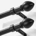 Curtain Rods for Windows 16 to 120 inches, Curtain Rod Max Adjustable Length to 132 in, Drapery Rod 1 inch Diameter with Modern Knobs Finials (Black, 16" to 120" - Set of 2)