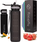 Hydracy Water Bottle with Time Marker -Large BPA Free Water Bottle & No Sweat Sleeve -Leak Proof Gym Bottle with Fruit Infuser Strainer & Times to Drink -Ideal for Fitness Sports & Outdoors