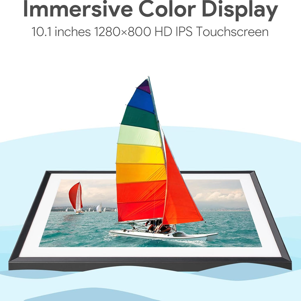 10.1'' Digital Picture Frame with 32GB Storage, Digital Photo Frame with 1280x800 IPS Touch Screen, Share Photos/Videos and Send Best Wishes via Free App