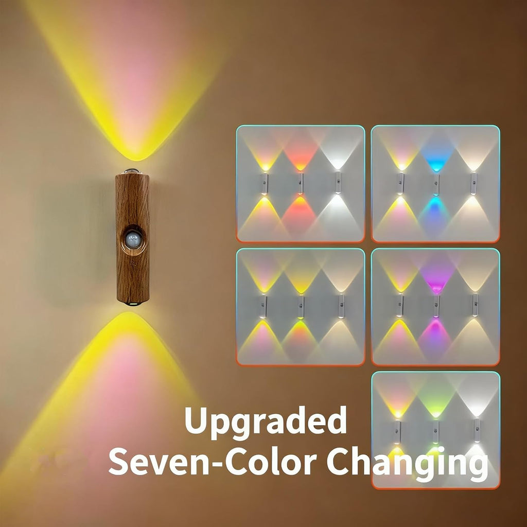 Rechargeable Smart LED Motion Sensor Ambient Light, Punch-Free Color Changing Motion Sensor Light for Stairs, Wardrobe, Cabinet (6Pcs,White, 7-Color Changing)