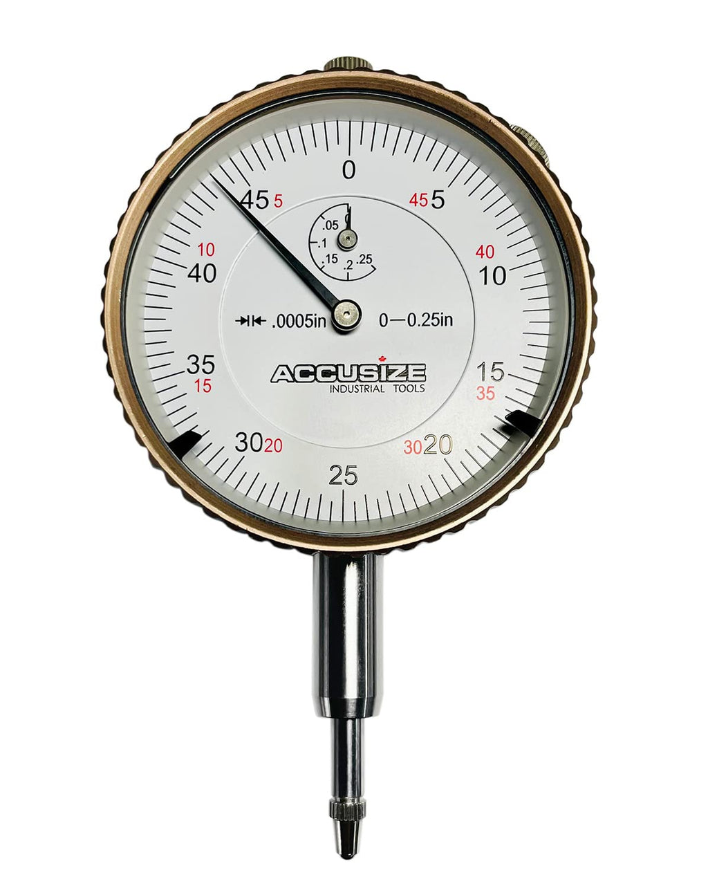 Accusize Industrial Tools Agd2 Style 0-1/4'' by 0.0005'' Dial Indicator with Lug Back, P900-S098