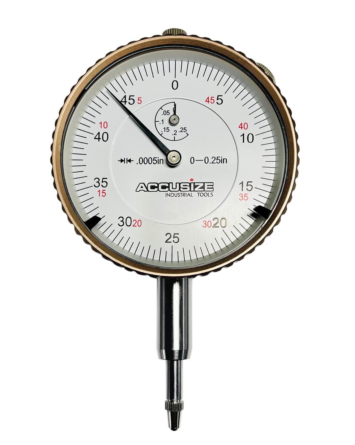 Accusize Industrial Tools Agd2 Style 0-1/4'' by 0.0005'' Dial Indicator with Lug Back, P900-S098