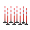 8 Pack Traffic Delineator Posts – High Visibility Reflective Safety Cones with Spring Base for Roadway, Parking, Garage, Construction Zones (Orange, 36 Inch)