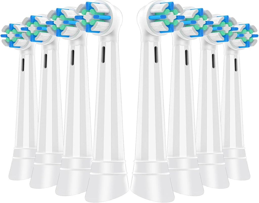 8 Pack Smart Cleaning Replacement Heads Compatible with Oral B iO 2 3 4 5 6 7 8 9 10 Series Electric Toothbrush, Brush Heads Compatible with Oral B iO Electric Handles (White)