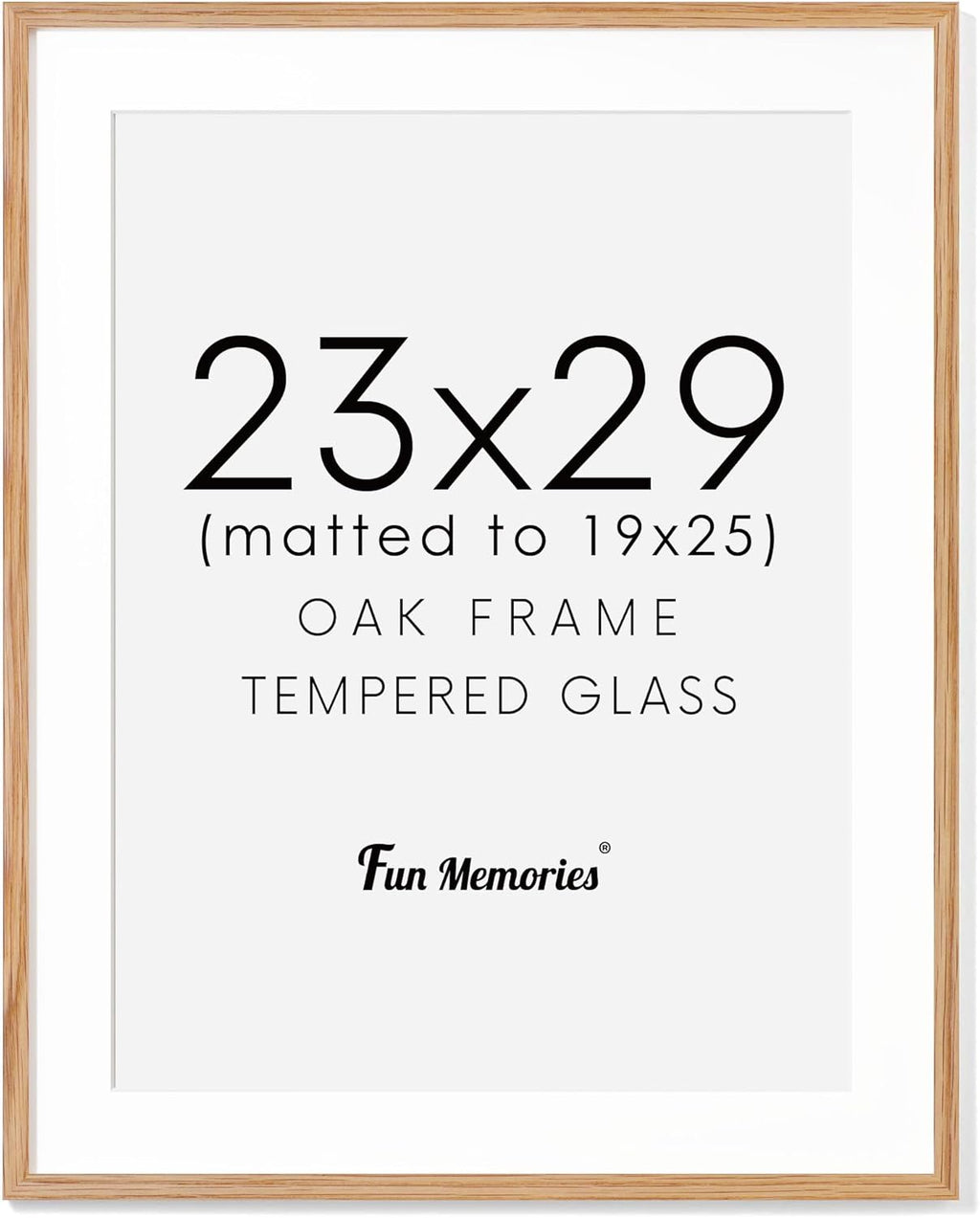 23x29 Oak Wood Frame, 23"x29" Poster Frames, 23 x 29 Picture Frame with Mat for 19x25, Rustic Wood Frames 23 x 29 with Real Glass, 23" x 29" Art Frame, 23x29 Puzzle Frames (Natural Oak Color, 1 Pack)