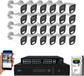 GW Security 32 Channel 12MP NVR 4K Security Camera System with 24 x 8MP PoE Spotlight Color Night Vision Outdoor/Indoor Microphone Bullet Cameras, Smart AI Human/Vehicle Detection