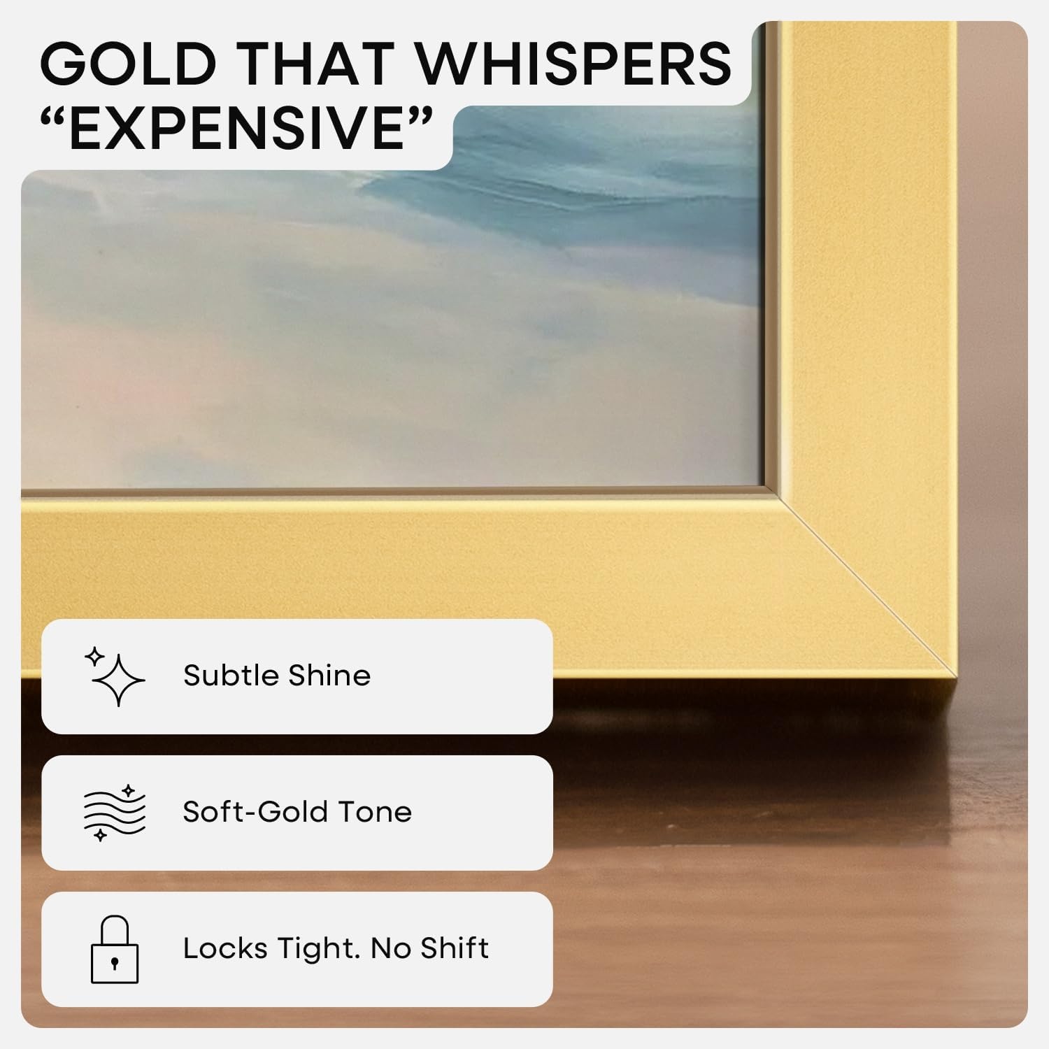 Homeforia 24x36 Gold Picture Frame, High End Metal 24 x 36 Large Poster Frames with Mat 20 by 30 inch Photo, 24x36 Gold Frame Matted to 20x30 for Print, 36x24 Frame, Tempered Glass, Wall Kit, Set of 2
