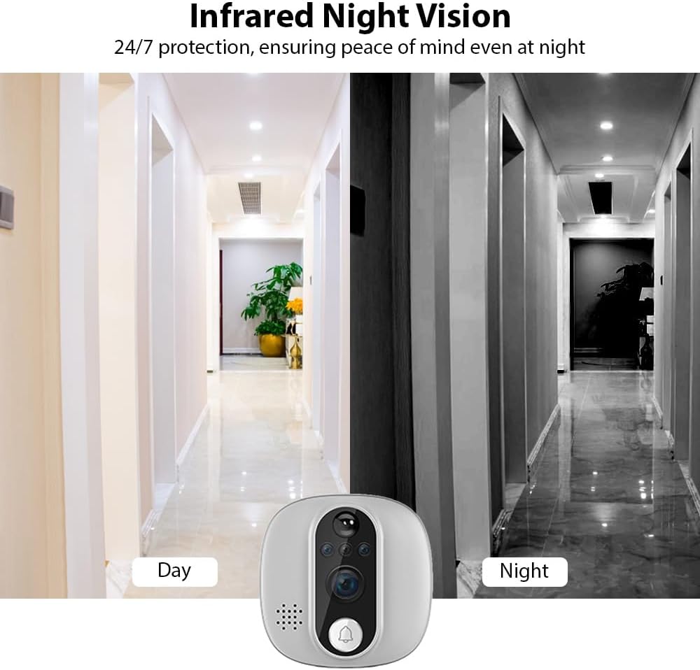 Smart Video Doorbell Camera, WiFi Door Peephole Camera with 4.3in Display Monitor, Tuya APP Wireless Digital Door Viewer, Integrated Doorbell and Night Vision, Rechargeable 3500Ah Battery
