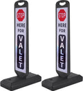 2 Pack 43" x 9.6" inch Double Sided Pedestrian Crosswalk Sign, 21.8" x 9.6" x 4" Durable HDPE Water Filled Base, Portable High Visibility Reflective Traffic Safety Parking STOP Signs (White-2Pack)