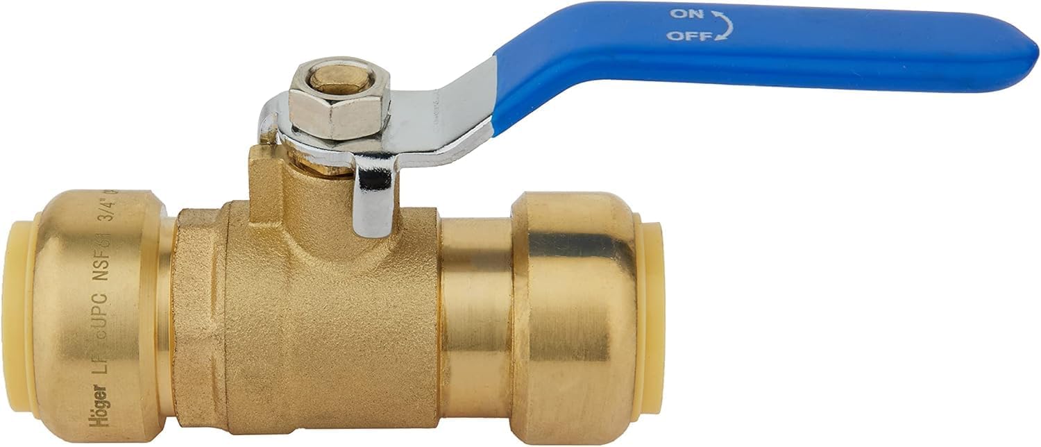 (Pack of 50) EFIELD 1-Inch Push-Fit Full Port Ball Valve with a Disconnect Clip Tool, Blue Level, UPC Certified, LF Brass,(PF-VALVE080-50PCS)