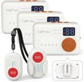 CallToU Caregiver Pager - Wireless Call Button for Elderly at Home, Portable Nurse Alert System with Vibration & Sound Alerts for Seniors and Disabled （ 2 Call Buttons + 3 receivers）