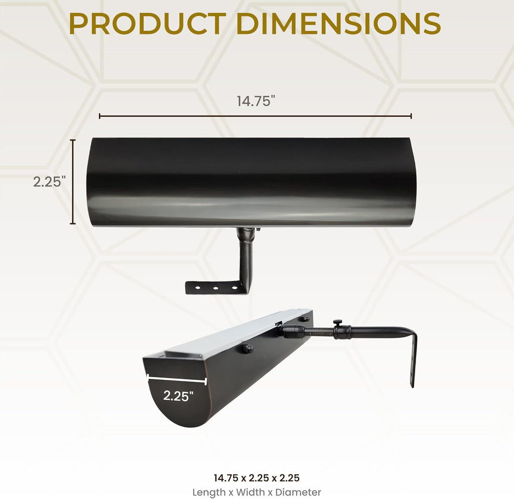 Royal Designs, Inc. Cordless Remote Control LED Picture Light, Dimmable with Timer Function, Oil Rubbed Bronze, 14.75 Inches, 2 Pack
