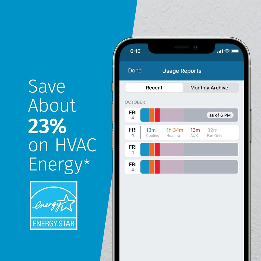 Sensi Touch Smart Thermostat by Emerson with Touchscreen Color Display, Programmable, Wi-Fi, Mobile App, Easy DIY, Data Privacy, Works with Alexa, Energy Star Certified, ST75S-Silver, C-Wire Required