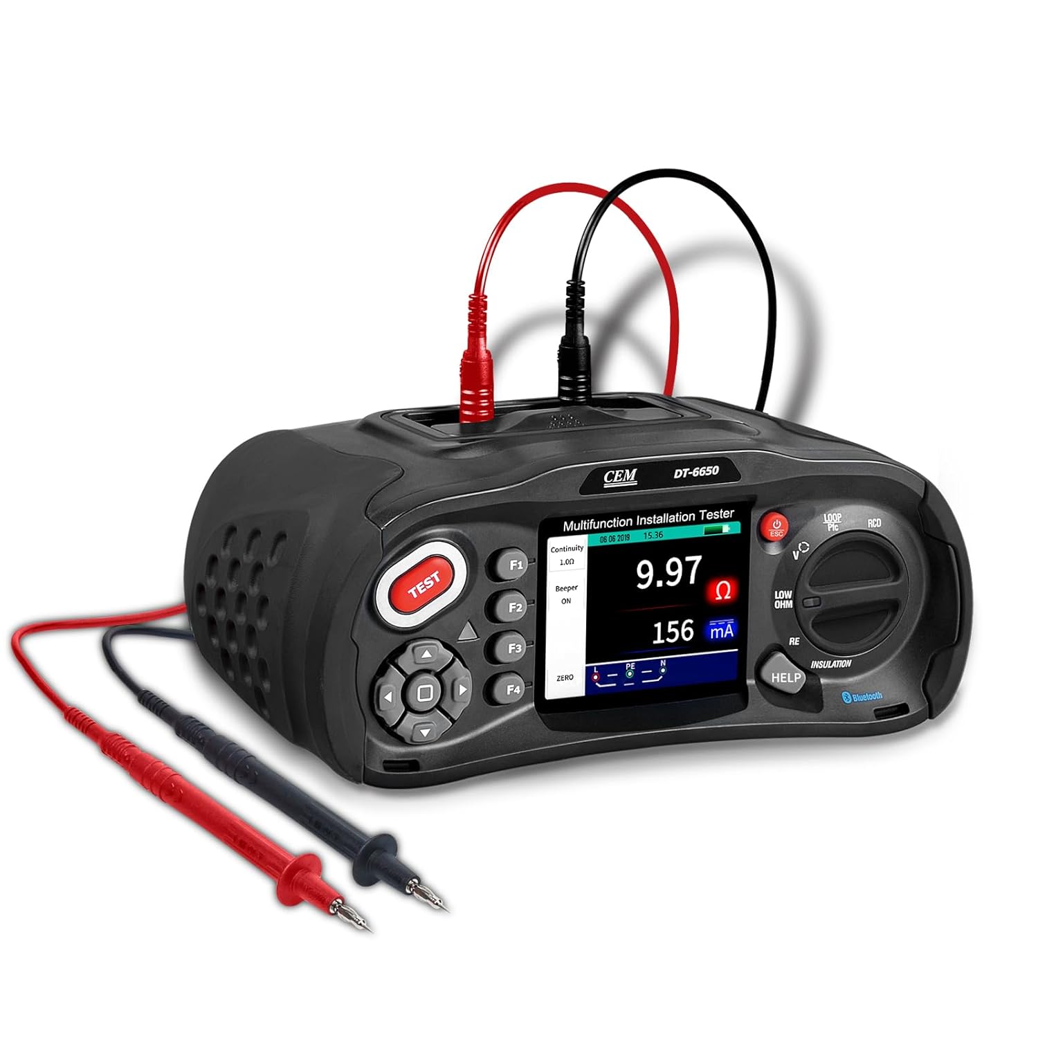 CEM T.ax Included DT-6650 Multifunction Installation Tester with 3.5" TFT Color LCD Display,Voltage,Insulation Resistance,Earth Resistance,Loop impedance,Loop impedance,RCD,PFG, PSC Support 400V TN