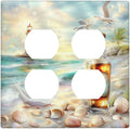 Outlet Covers Beach Ocean Lighthouse Seashells 2 Gang Double Duplex Decorative Light Switch Covers Electrical Wallplates Socket Faceplate For Bed Room Living Room Decor
