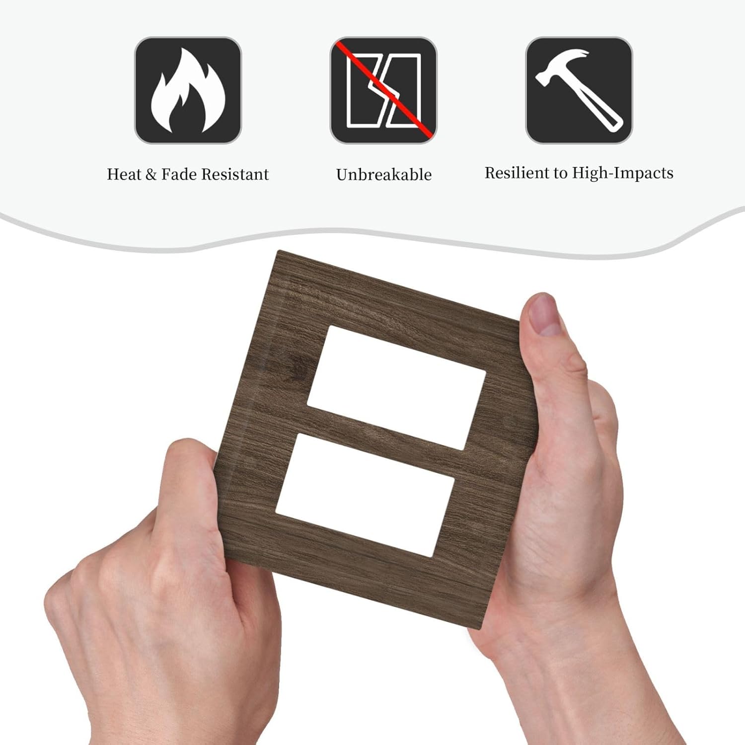 Decorative Outlet Covers Rustic Walnut Wood Grain 2 Gang Double Rocker Light Switch Cover Plate Electrical Switch Plate Cover Decorate GFCI Wall Plate for Farmhouse Cabin Decor