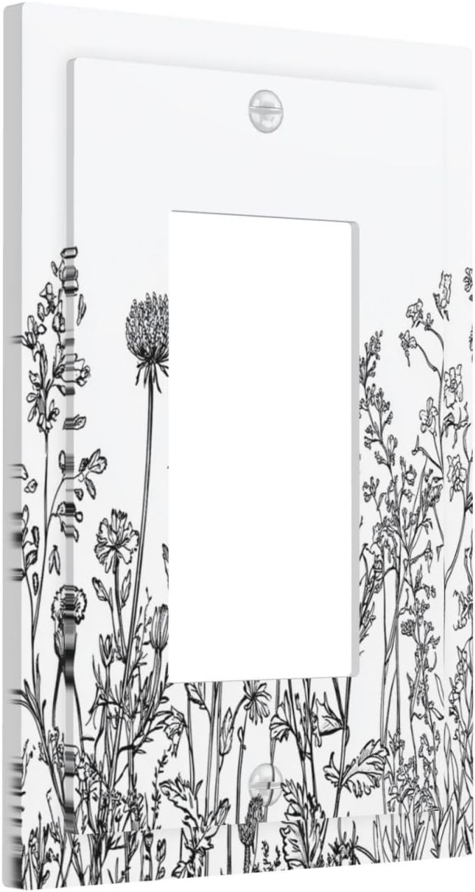 Decorative Outlet Covers Floral Wildflower Rustic Plant Leaves 1 Gang Single Rocker Light Switch Cover Plate Wall Plates Gfci Faceplate For Farmhouse Cabin Decor