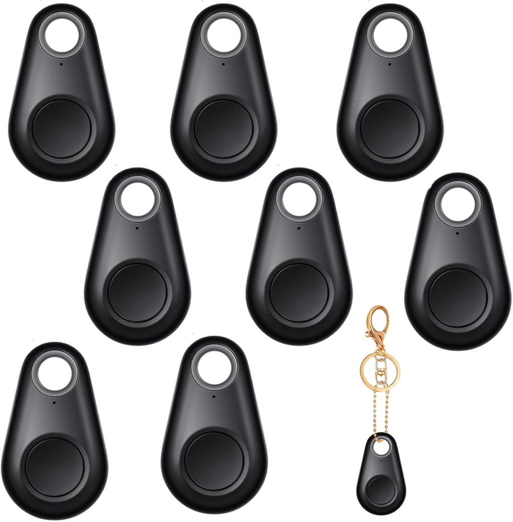 Flutesan 8 Packs Portable GPS Tracking Mobile Tracking Anti Loss Smart Device Key Finder Locator GPS Tracker Device for Pets Dog Cat Wallet Keychain Luggage, Alarm Reminder(Black)