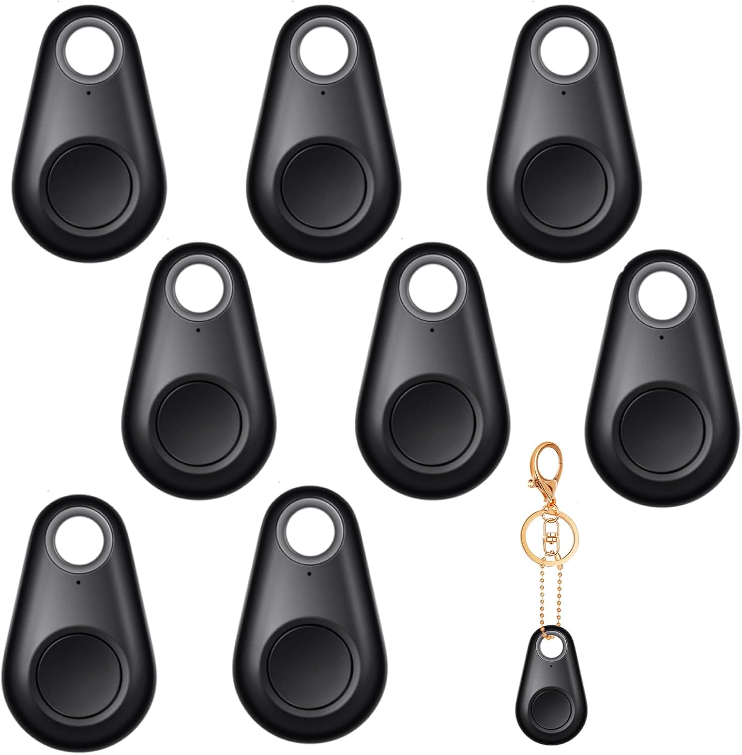 Flutesan 8 Packs Portable GPS Tracking Mobile Tracking Anti Loss Smart Device Key Finder Locator GPS Tracker Device for Pets Dog Cat Wallet Keychain Luggage, Alarm Reminder(Black)