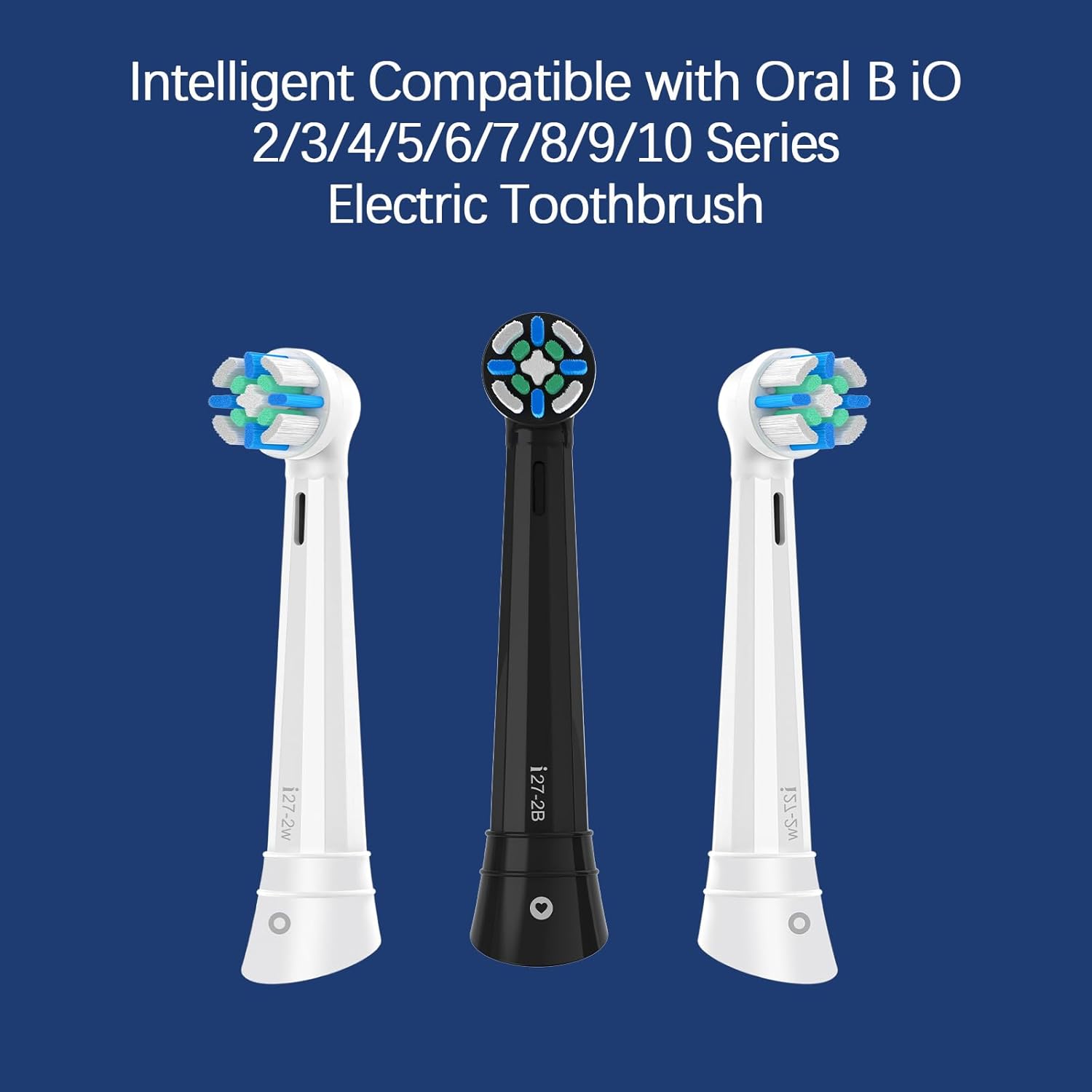 8 Pack Smart Cleaning Replacement Heads Compatible with Oral B iO 2 3 4 5 6 7 8 9 10 Series Electric Toothbrush, Brush Heads Compatible with Oral B iO Electric Handles (Black/White)