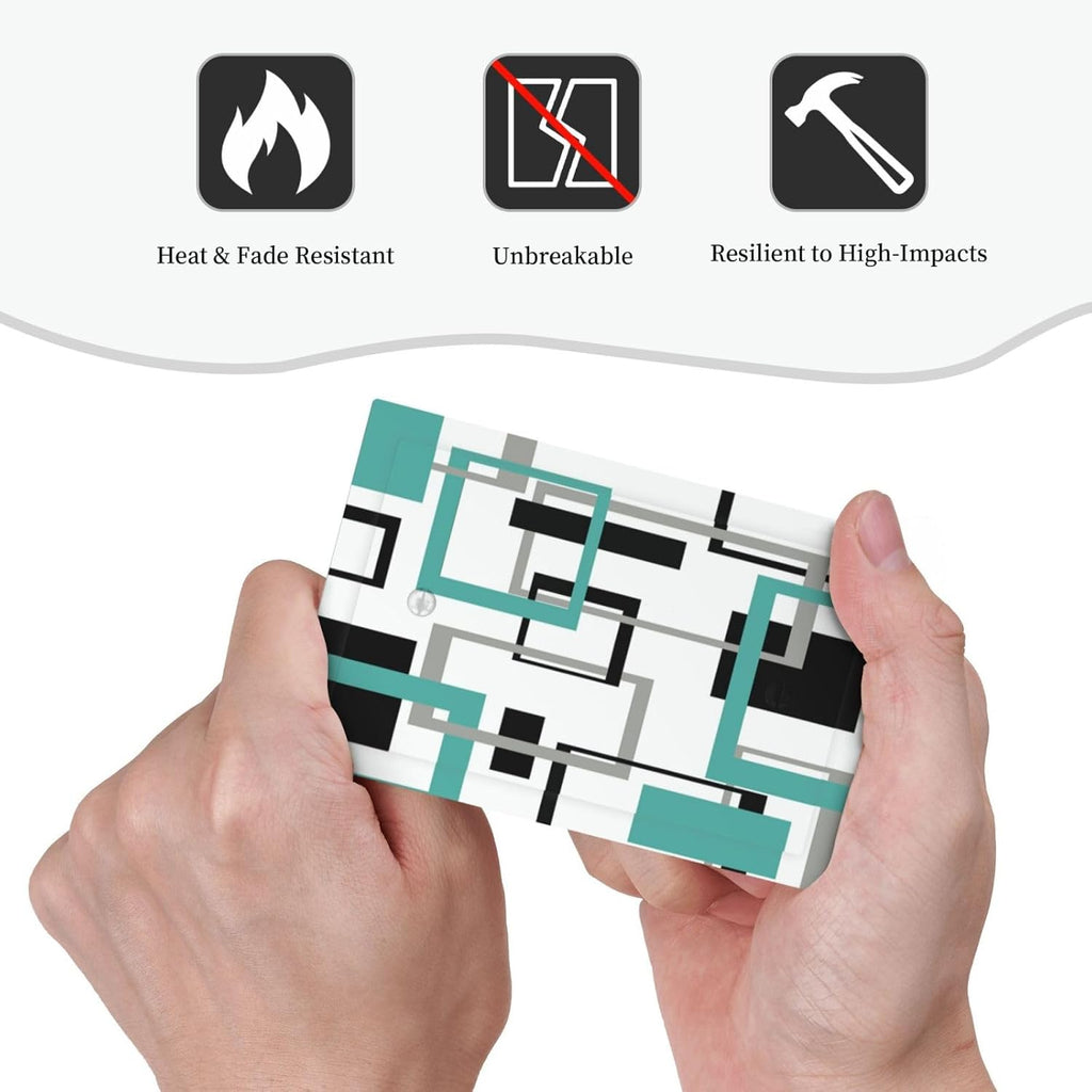 Geometric Turquoise Black Gray Modern Abstract Boho Light Switch Cover Plate 1 Gang No Device Blank Electrical Wall Plates Faceplate Decorative Switch Plate Covers for Office Nursery Decor