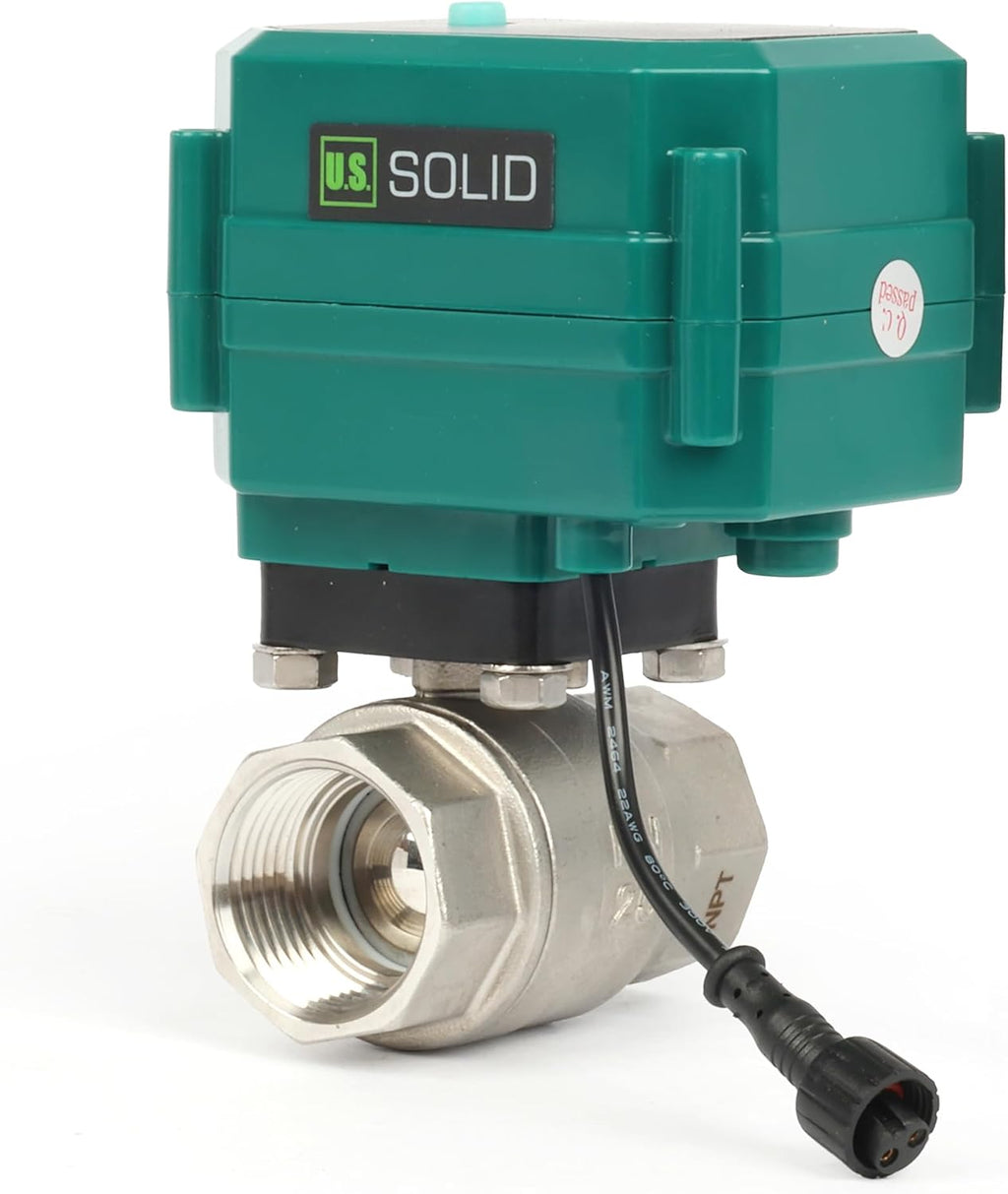 U.S. Solid 1" Smart Motorized Ball Valve - Stainless Steel Remote App Mobile-control Electrical Ball Valve with Manual Switch, Plug Connection