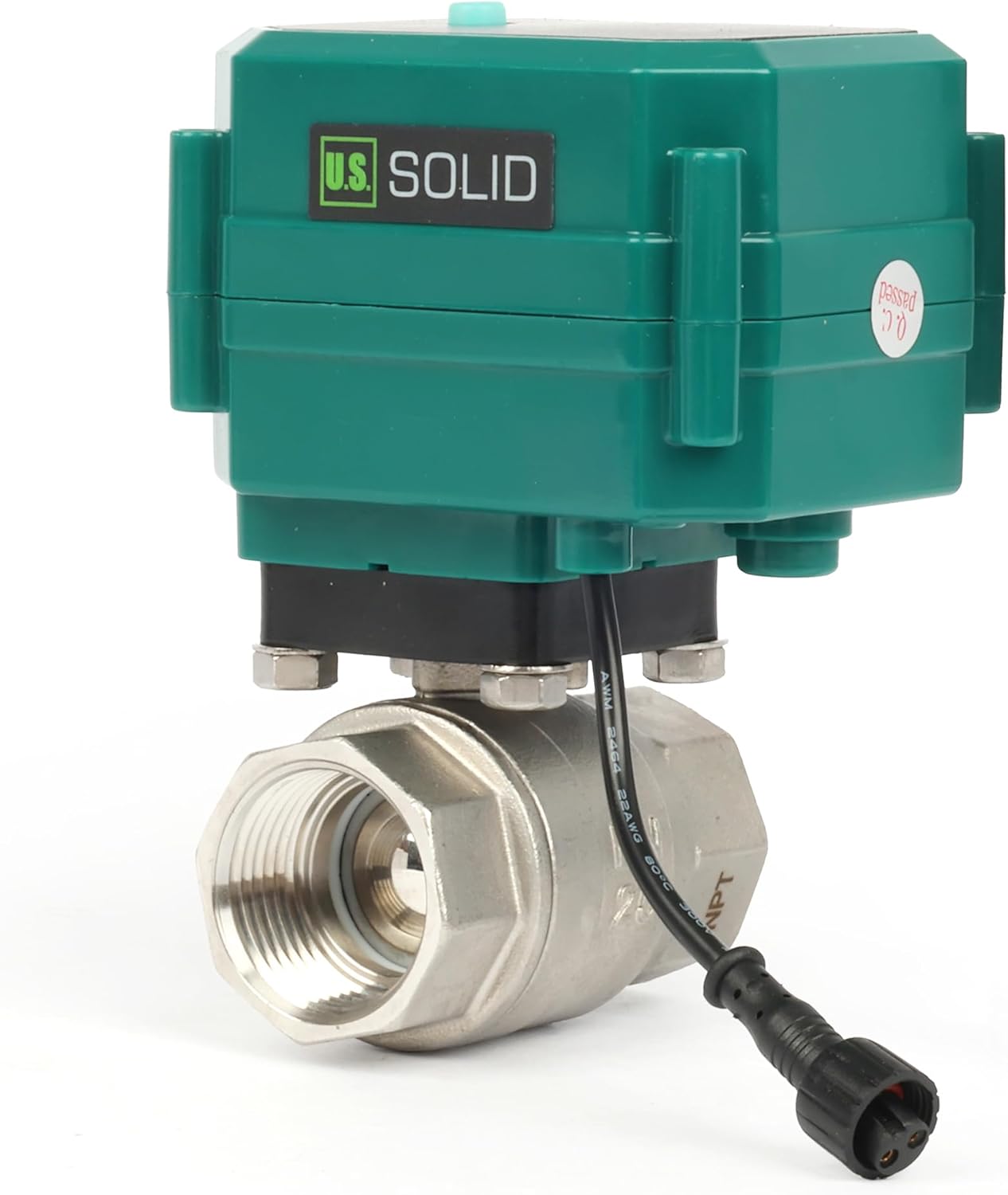 U.S. Solid 1" Smart Motorized Ball Valve - Stainless Steel Remote App Mobile-control Electrical Ball Valve with Manual Switch, Plug Connection