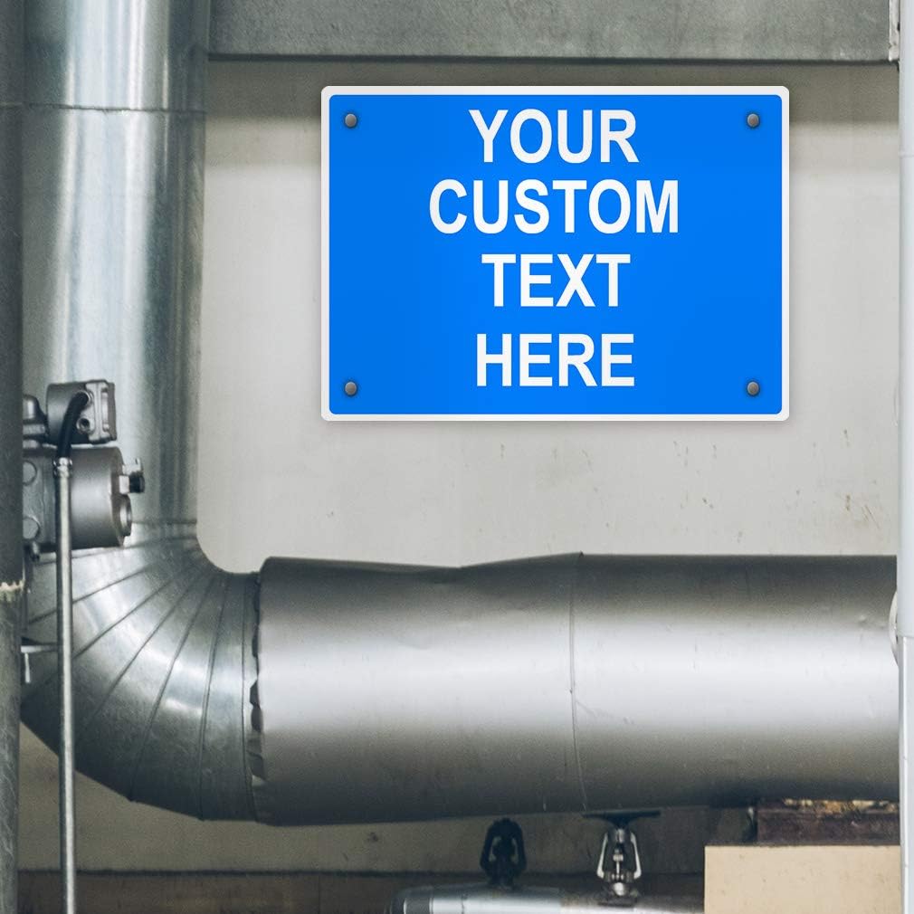 Aluminum Weatherproof Metal Sign Multiple Sizes Custom Personalized Text Here Blue White Notice Travel Horizontal Street Signs 14x10Inches