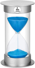 Sand Timer 2 Minute Hourglass, Plastic Sand Clock 2 Minutes, Large Sand Watch 2 Minutes, Hour Glass Sandglass Timer for Kids, Games, Classroom, Decoration, Toothbrush Timer (2 Min, Blue Sand)