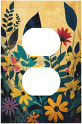 Abstract Minimalist Floral Botanical Boho Flower 1 Gang Duplex Receptacle Switch Wall Plate Decorative Switchplate Outlet Covers Electrical Plug Cover Faceplate for Bathroom Home Decor 5 X 3 IN