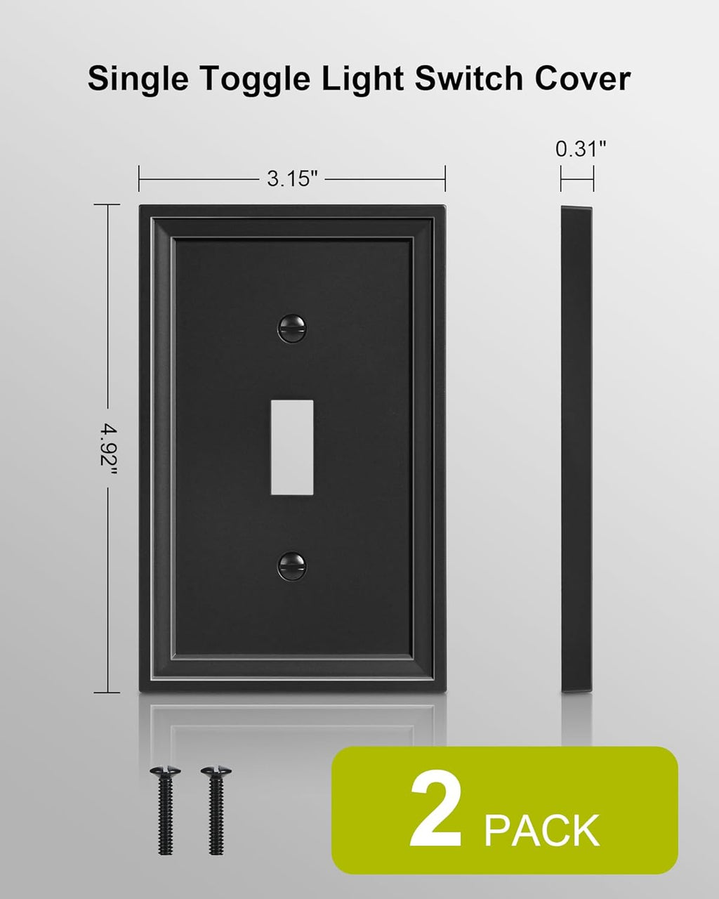 2-Pack Single Toggle Light Switch Covers Wall Plate, Black Decorative Switch Plate Covers, 1 Gang Natural Bamboo Fiber Wall Plate, Corrosion Resistant