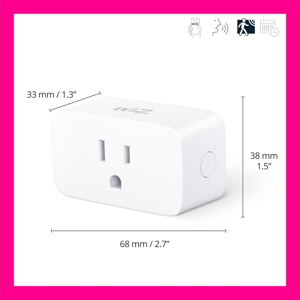 WiZ Smart Plug, Sunset to Sunrise Automation, Motion Detection, Control with Voice or App, Indoor Smart Plug Compatible with Alexa, Google Home and HomeKit, 1 Pack